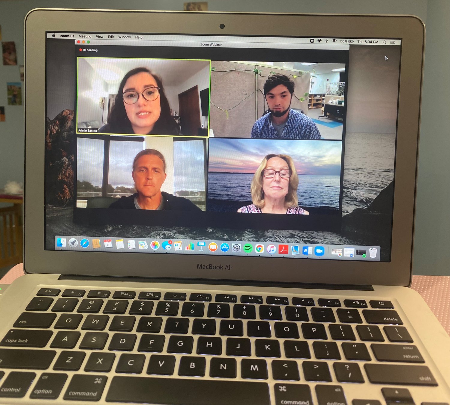Arielle Santos (top left) leads the Restaurants to Restoration Zoom webinar on National Oyster Day.